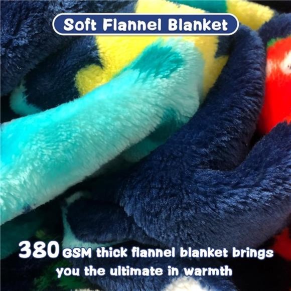 Dinosaur Blanket for Boys, 380GSM Kids Dinosaur Throw Blanket for Boys and Girls - Picture 2 of 6